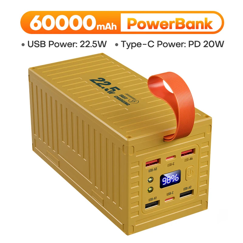 QOOVI 60000mAh Power Bank – 22.5W PD & QC 3.0 Fast Charging Portable Power Station for iPhone & Android