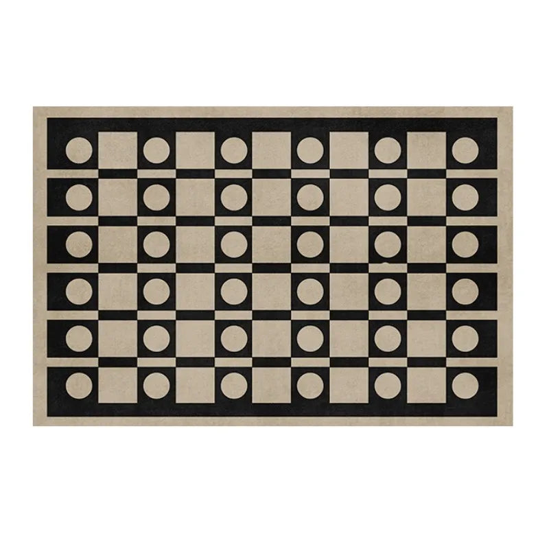 French Retro Checkerboard Plush Rug – Large Area Plaid Carpet for Bedroom & Living Room, 20 Styles & 10 Sizes