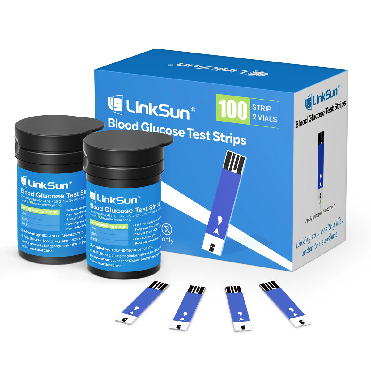 Linksun Blood Glucose Test Strips & Lancets – Compatible with G-425-2, G-427B & G-425-3 Glucometers (50/100/200/300/500 pcs)