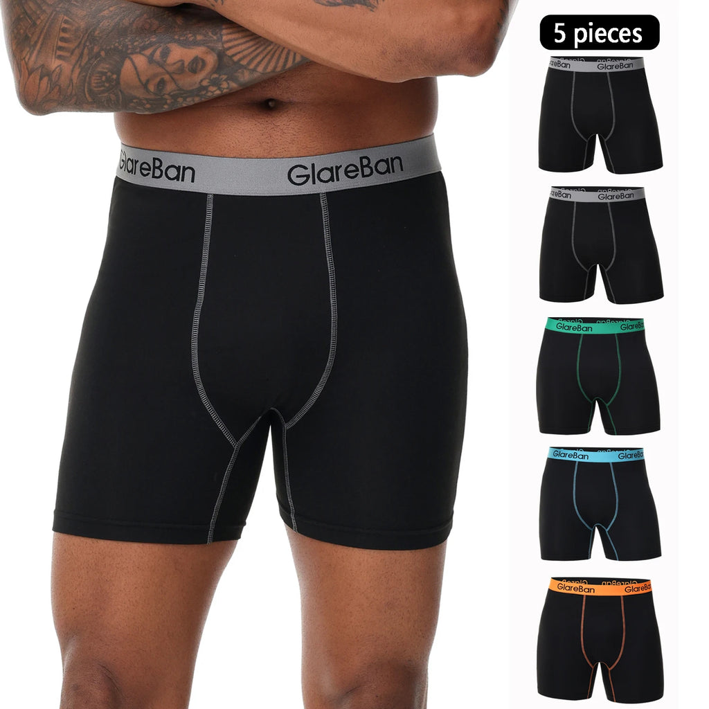 Men's Long-Leg Stretch Boxer Briefs, 5-Pack