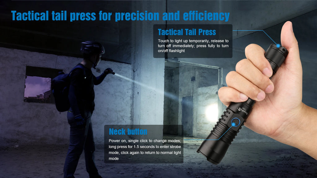 Trustfire T30R Tactical Flashlight – 1100M Range, 460LM, 18650 Rechargeable Self-Defense Torch