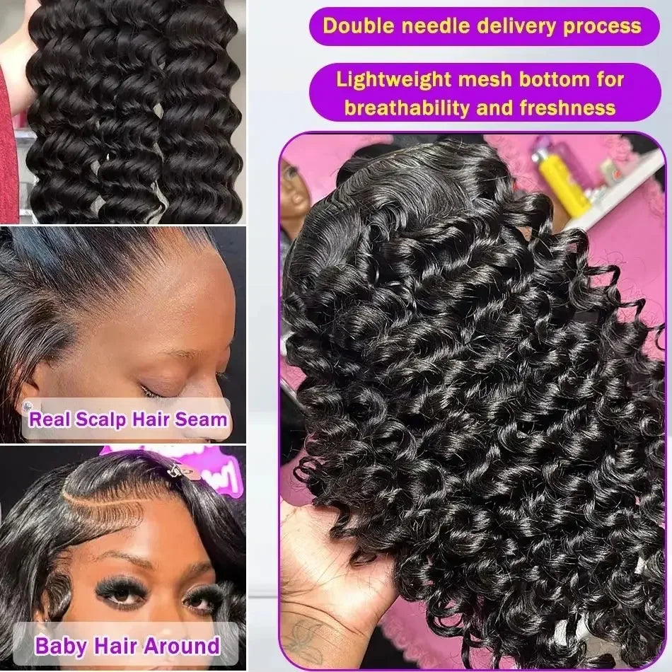 30–40 Inch Loose Deep Wave Lace Front Wig | 13x4 13x6 5x5 HD Lace 250 Density Brazilian Human Hair