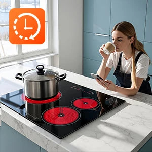 2-Zone Ceramic Hob – 3000W, Child Lock, 9 Heat Levels, 1-99 Min Timer, 60cm Black Glass (CE Certified)