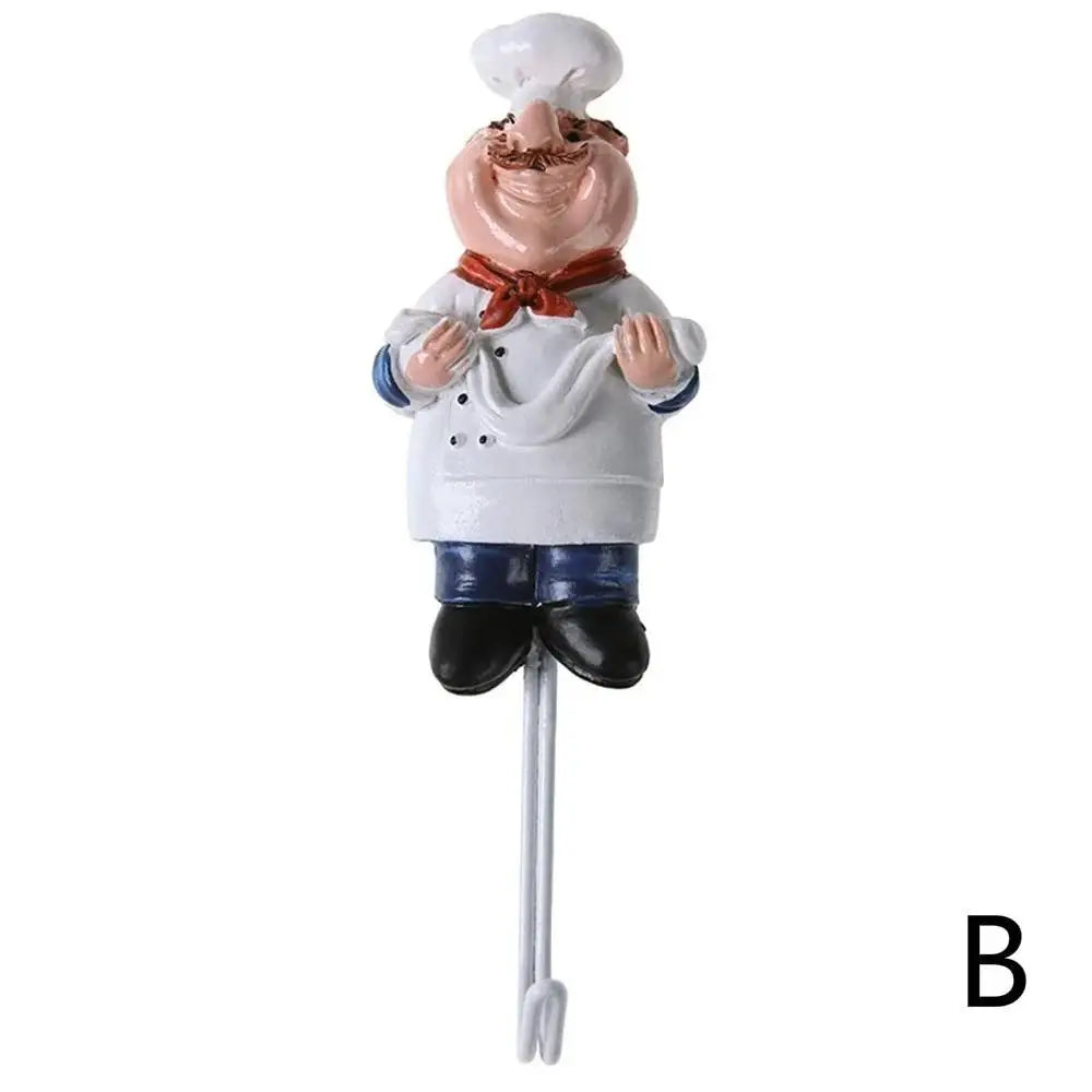 Chef Cartoon Wall Hook – Self-Adhesive Kitchen Utensil Hanger for Towels, Tools & More