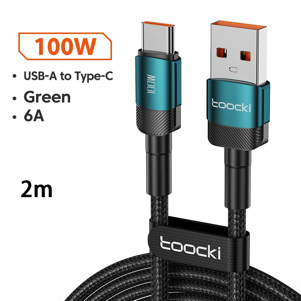 6A Speed. Braided Strength. Every Length. — Toocki USB-A to USB-C 6A 100W Fast Charging Cable | 0.25m to 3m, Huawei, Xiaomi, Samsung, OnePlus, 4 Colors
