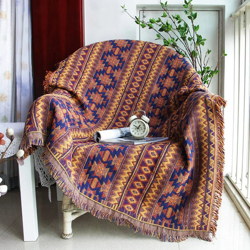 Bohemian Plaid Blanket for Sofa bed Decorative Blankets Outdoor Camping Picnic Blanket Boho Sofa cover throw Blanket With Tassel