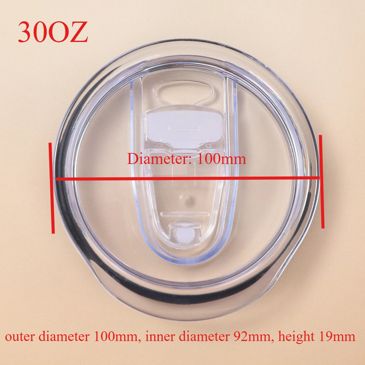 Push-Slide Replacement Lid for 12oz 16oz 20oz 30oz Slim Tumbler Cups – Leakproof Transparent Plastic Cup Lid