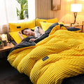 Double-Sided Velvet Duvet Cover Set – Warm Winter 3-Piece Bedding with Zipper & Corner Ties, 11 Colors & 4 Sizes