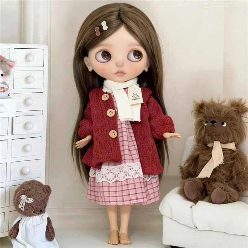 Blythe Doll Outfit Clothing Set – Princess Lace Maid Skirt & Vintage Dress Accessories for OB24 OB22 1/6