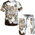Men's 3D Tiger Print Short Sleeve T-Shirt & Shorts Set – Casual Sportswear