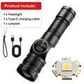 Magnetic Tactical LED Flashlight with COB Side Light – USB Rechargeable, 5 Modes, Zoomable