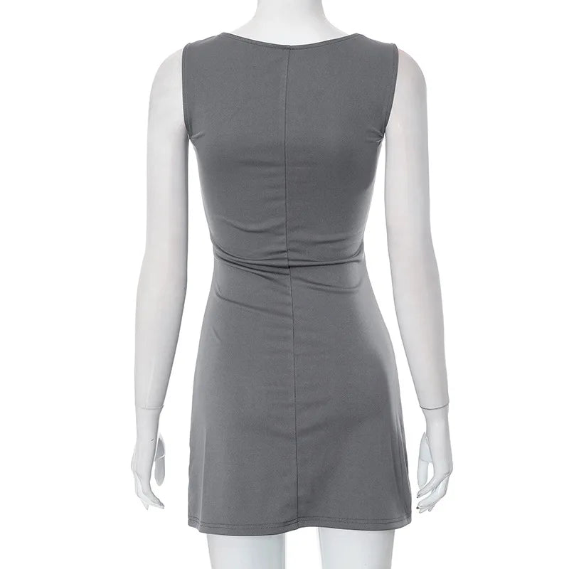 Sleeveless Knit Slim A-Line Mini Dress — Y2K Streetwear Summer Dress