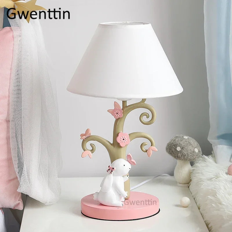 Rabbit Table Lamp – Resin Base and Fabric Shade