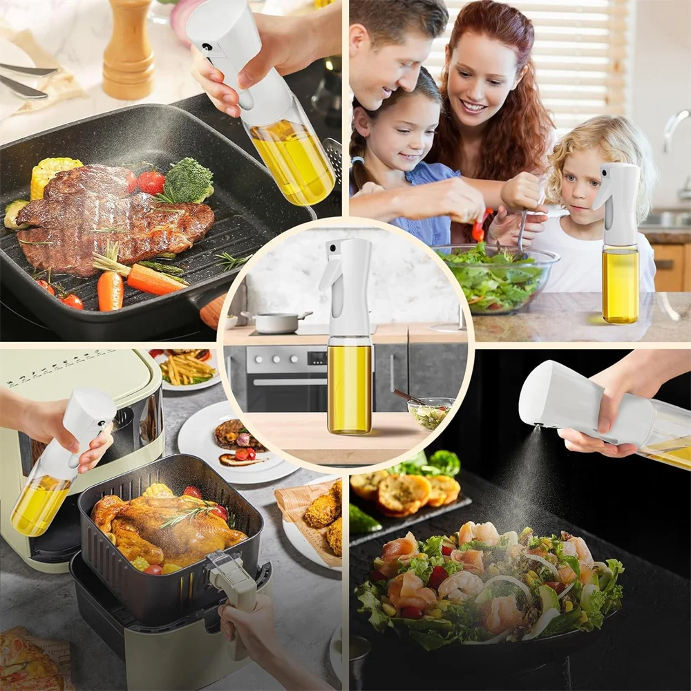 Spray Less. Cook Better. — Reusable Oil Mist Spray Bottle | Food Grade, Olive Oil & Vinegar Dispenser, 200/300/500ml, Black & White