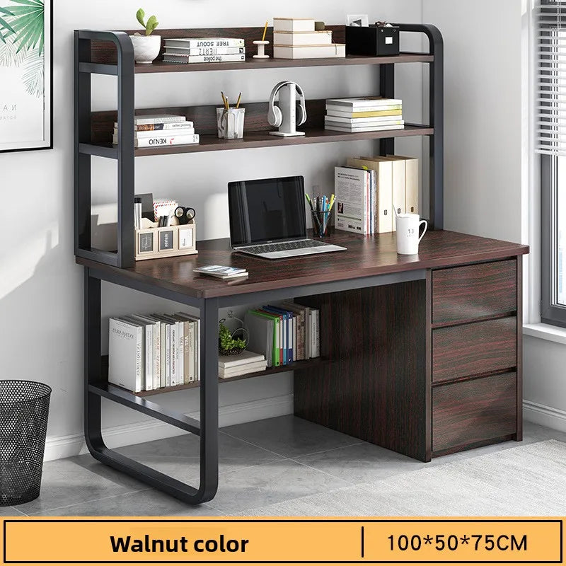 Modern Desk with Integrated Bookshelf — Student Writing Desk, Home Computer Desk & Bedroom Study Table