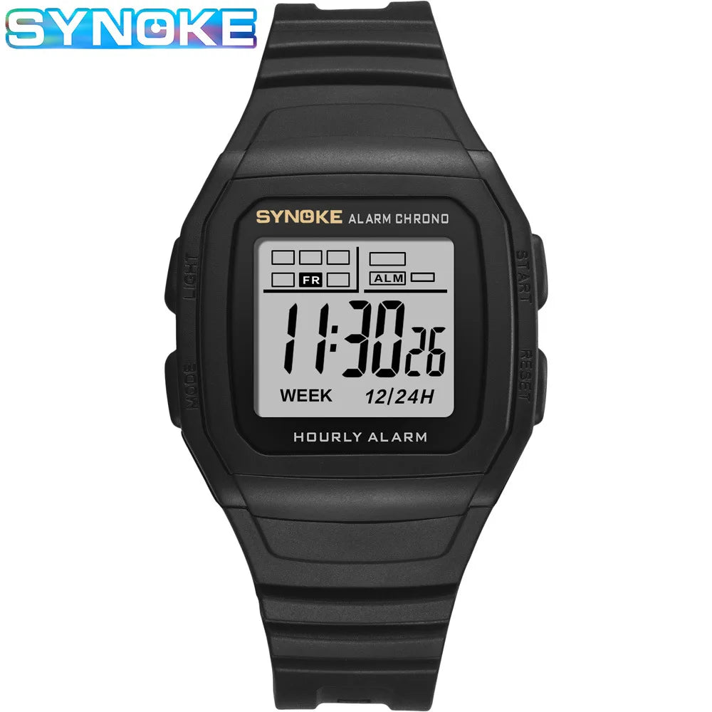SYNOKE Retro Square Digital Watch | Student Outdoor Sports Luminous Waterproof Multifunction