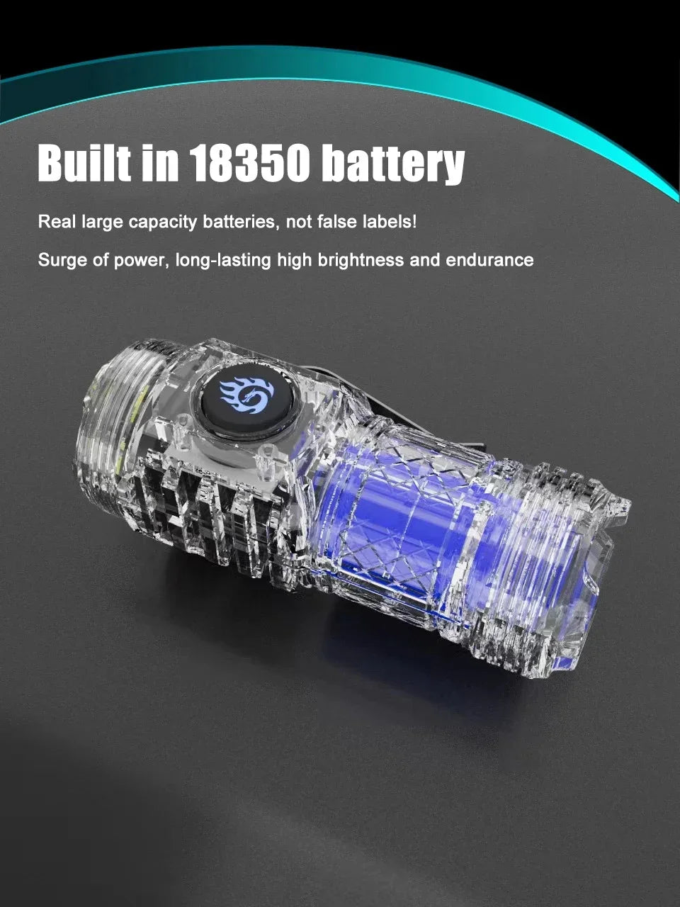 High Power LED Flashlight – Built-In Rechargeable Battery, Pen Clip Torch for Camping & Emergency Use