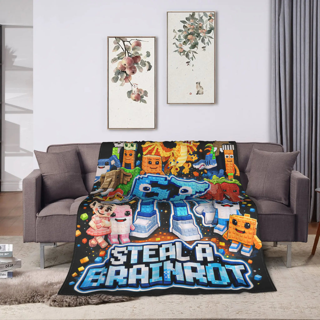 Brainrot Meme Flannel Blanket – Warm Novelty Throw for Bedroom, Sofa & Bed, Multiple Sizes