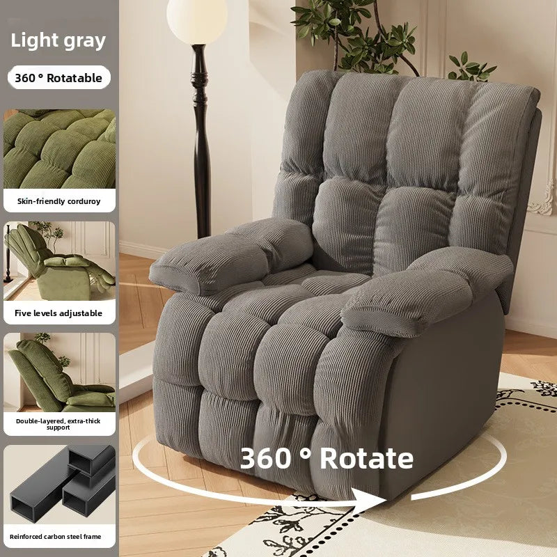 Five-Position Fabric Lounge Chair with Padded Arms