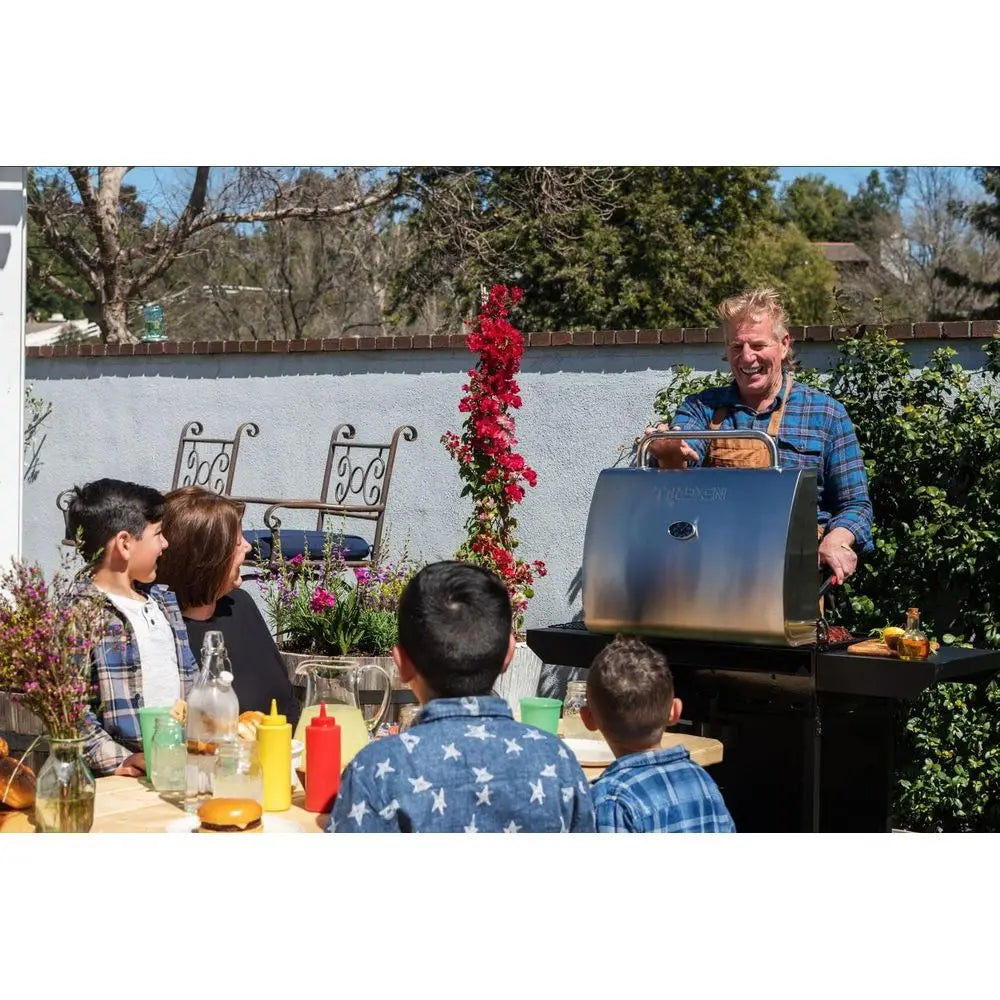 Triple Burner Propane Grill | 27,000 BTU, 429 Sq. In. Cooking Area, Stainless Steel Lid, Porcelain Grates, Side Shelves, Warming Rack