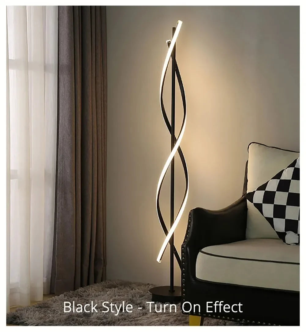 Spiral LED Floor Lamp – 135cm Sculptural Light