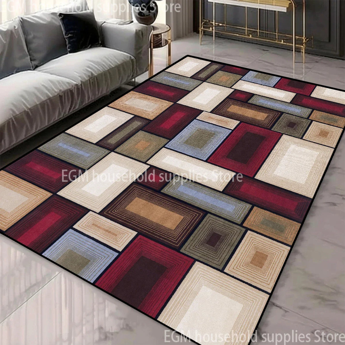 Nordic Geometric Large Area Rug – Machine Washable Non-Slip Carpet for Living Room