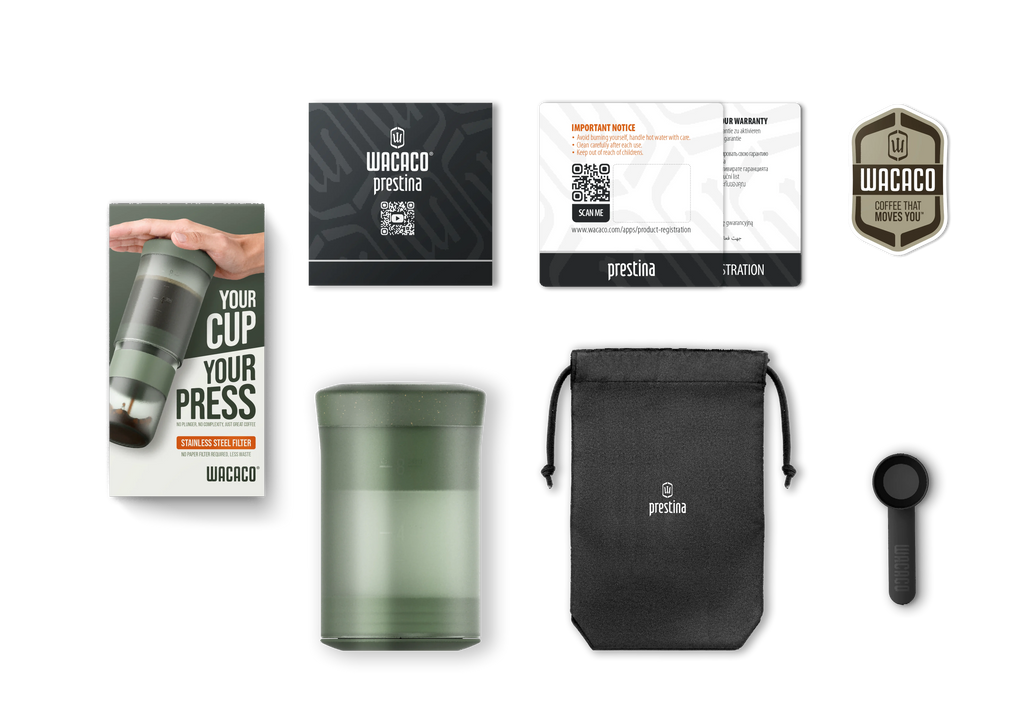 Coffee Anywhere, Anytime — WACACO Prestina All-in-1 Portable French Press | Foldable Manual Brewer for Camping, Hiking & Travel