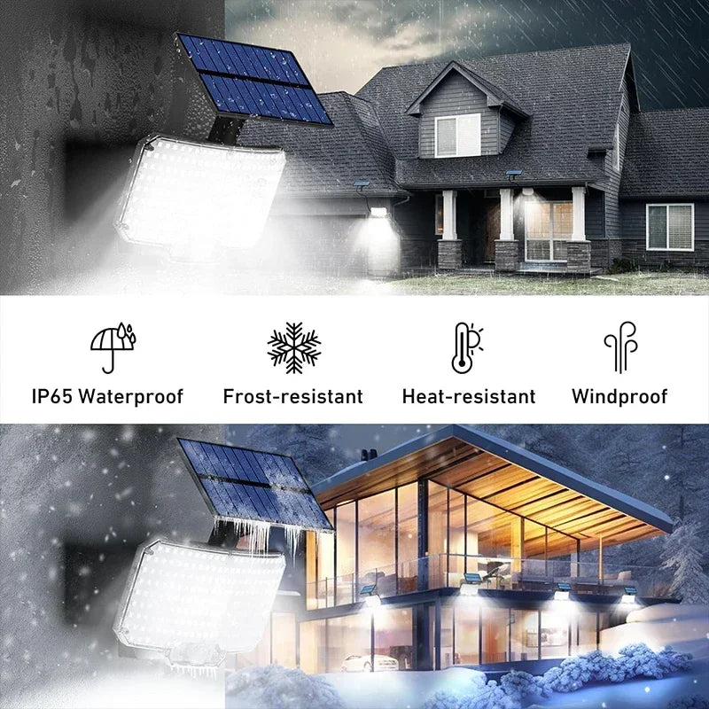 Solar Motion Sensor LED Garden Wall Lamp — 234 LEDs, IP65 Waterproof, 3 Modes with Remote (12-Month Warranty)