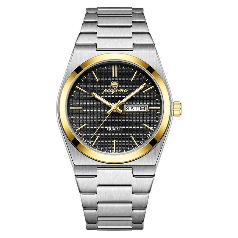 PAAZOMU Men's Luxury Waterproof Quartz Watch | Luminous Date Week Stainless Steel Sport Wristwatch