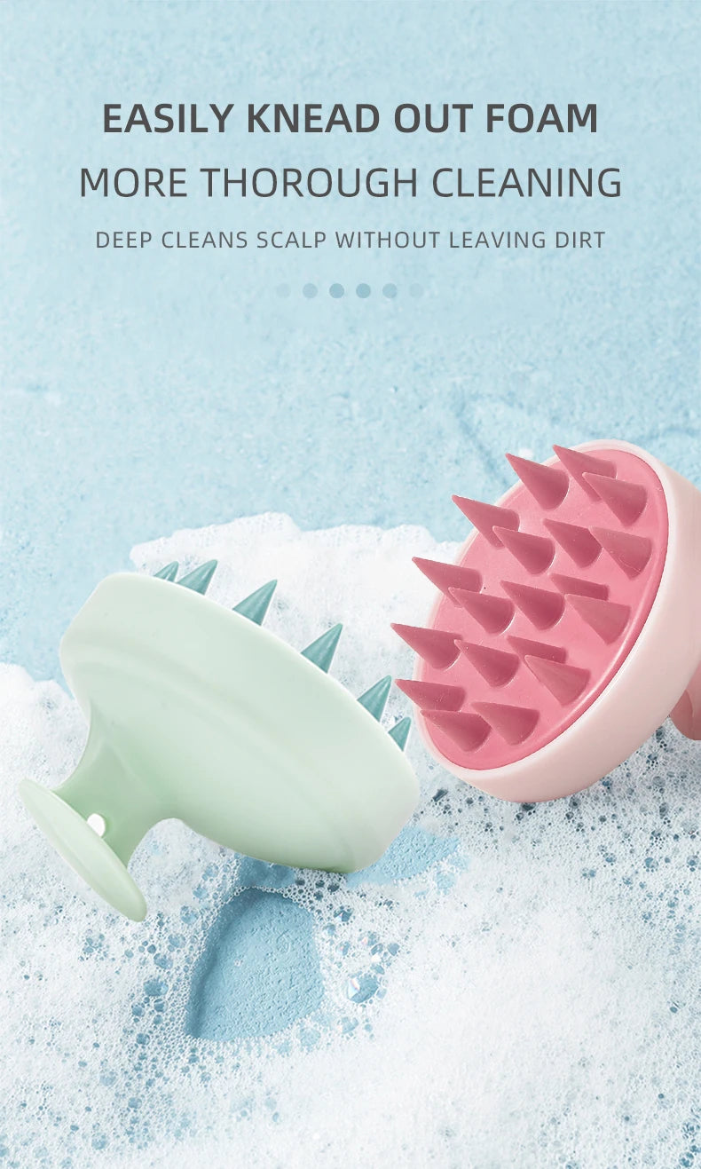 Silicone Shampoo Scalp Massager – Magic Handle Spa Massage Brush for Hair & Body