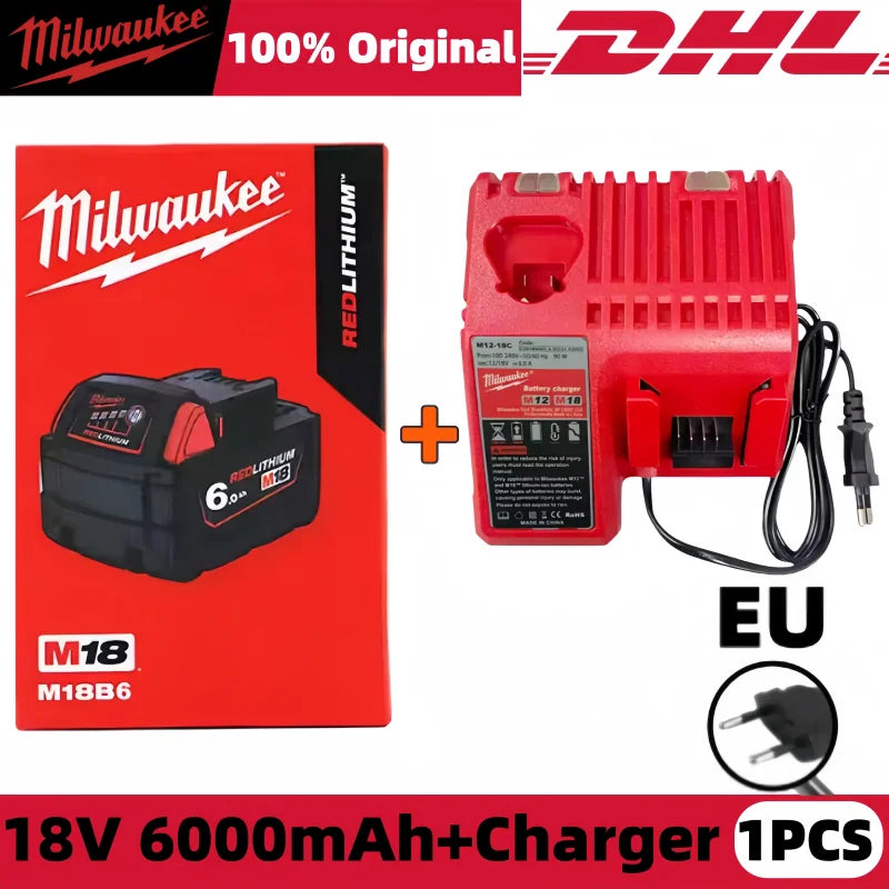 Milwaukee M18 6Ah Replacement Battery – 18V Lithium-Ion Rechargeable for M18 Cordless Power Tools