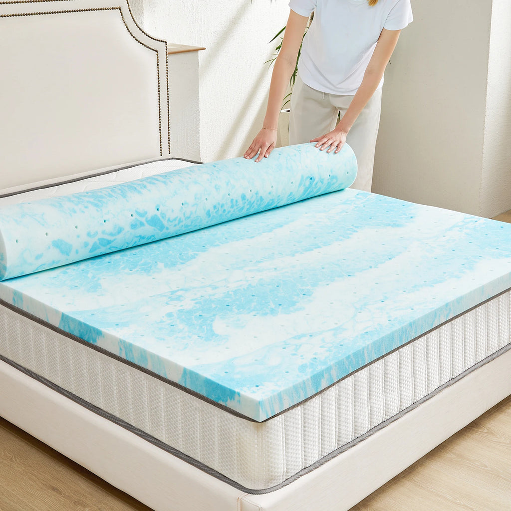 JHK 2"-3" Thick Gel Cooling Memory Foam Mattress Topper – Soft, Breathable Queen Size Bed Topper