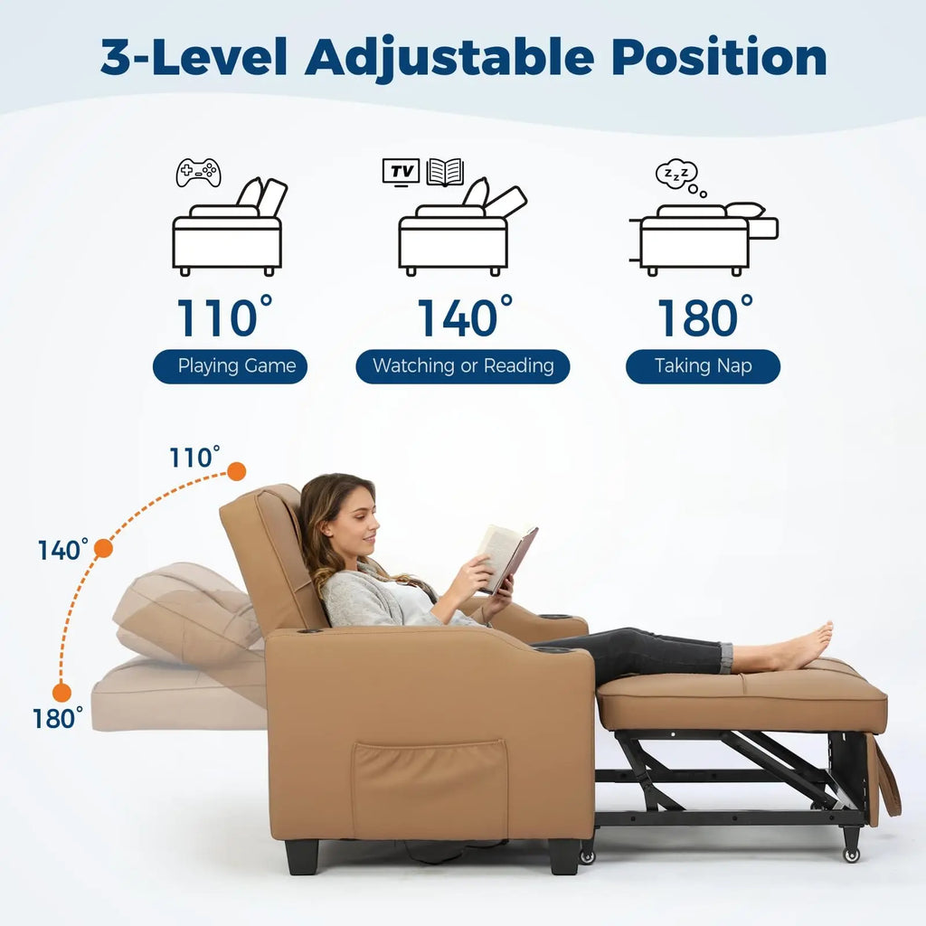 3-in-1 Convertible Sleeper Chair Bed with Massage & USB Charging