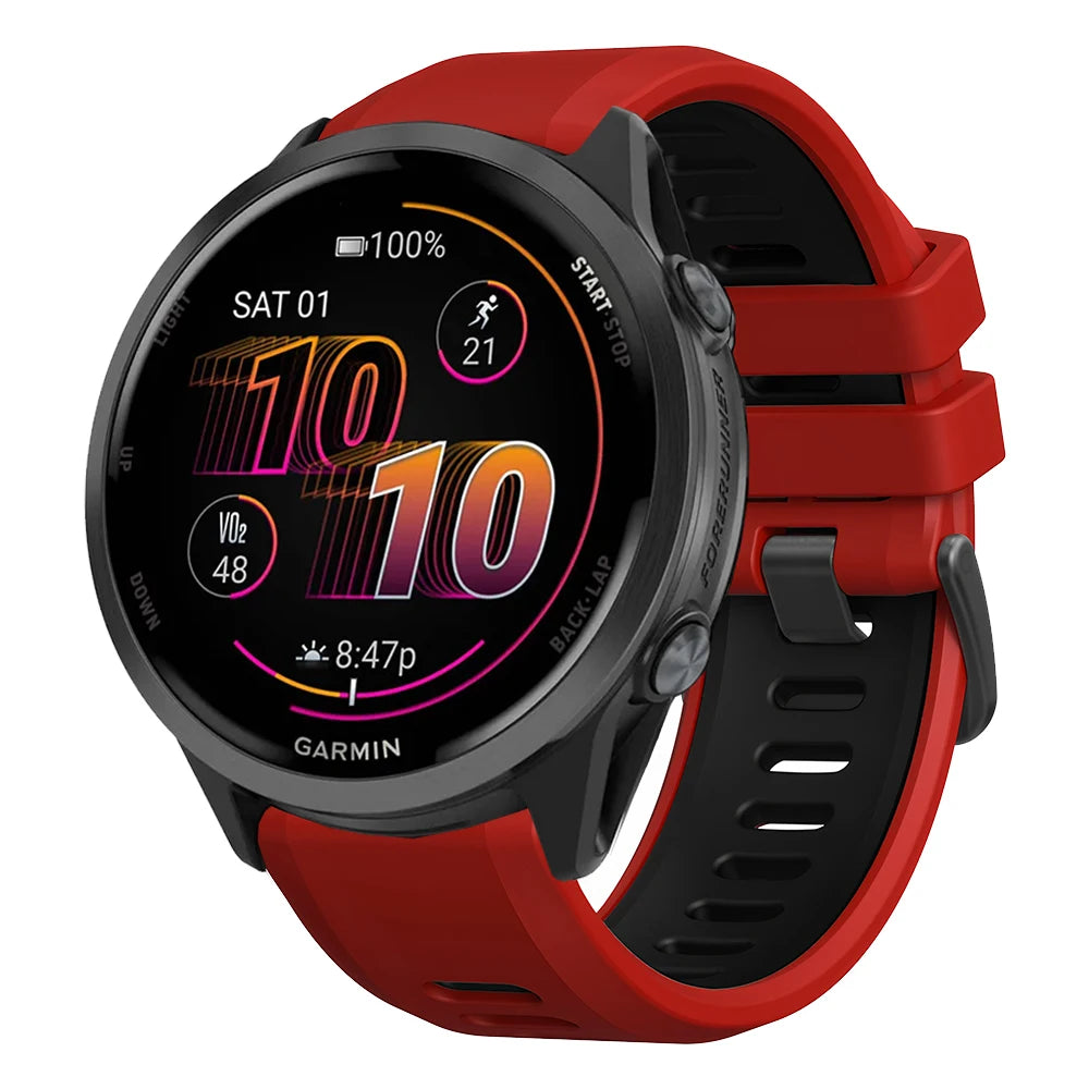 Two-Tone Silicone Sport Watch Band for Garmin Forerunner 265/255/570 & Venu 2/3 | 22mm Quick Release Strap