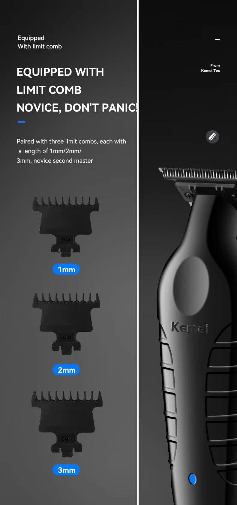 Kemei KM-2299 & KM-1102 USB Rechargeable Hair Clipper Kit – Rotary Motor, 180-Min Runtime