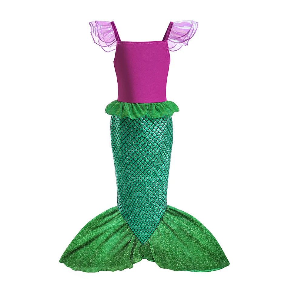 Girls Mermaid Costume Dress — Princess Cosplay Party & Birthday Dress