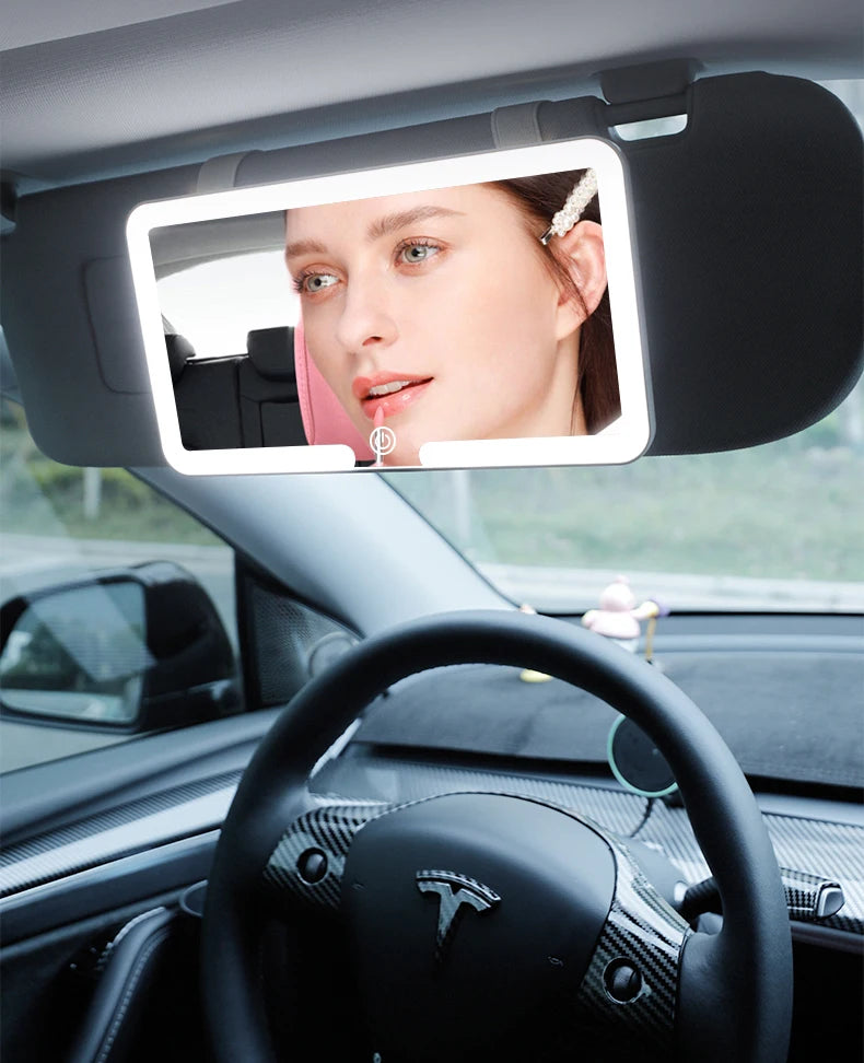LED Car Sun Visor Vanity Mirror — Rechargeable HD Makeup Mirror