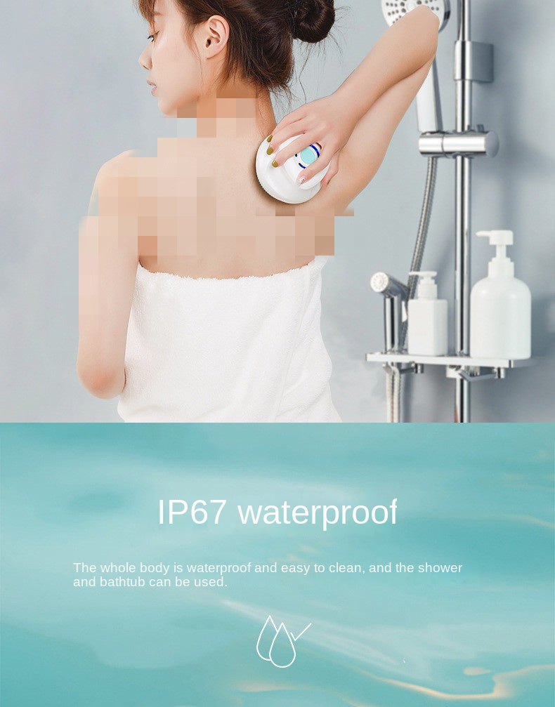 Silicone Electric Body Scrubber – IPX7 Waterproof Cordless Shower Brush with Back Massage & Exfoliating Heads