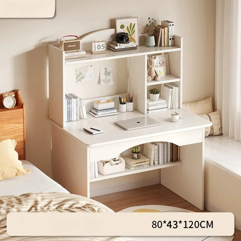 Home Desk with Integrated Bookcase — Student Study Table, Bedroom Dresser & Computer Desk with Storage