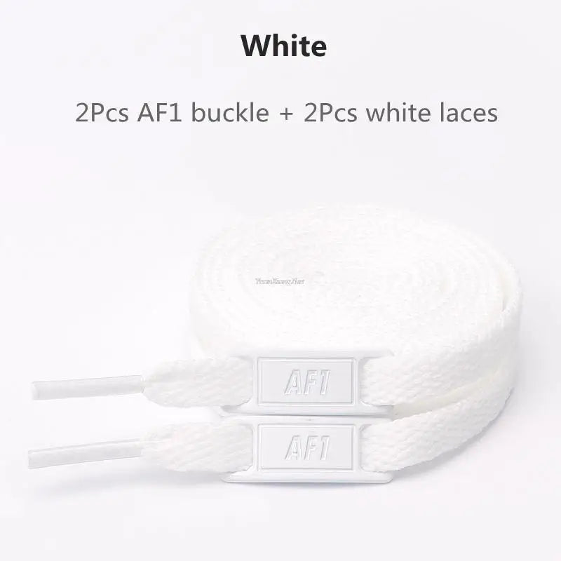 AF1 Shoelaces Combination Set — White Flat Laces & Shoe Decoration for Air Force One Sneakers