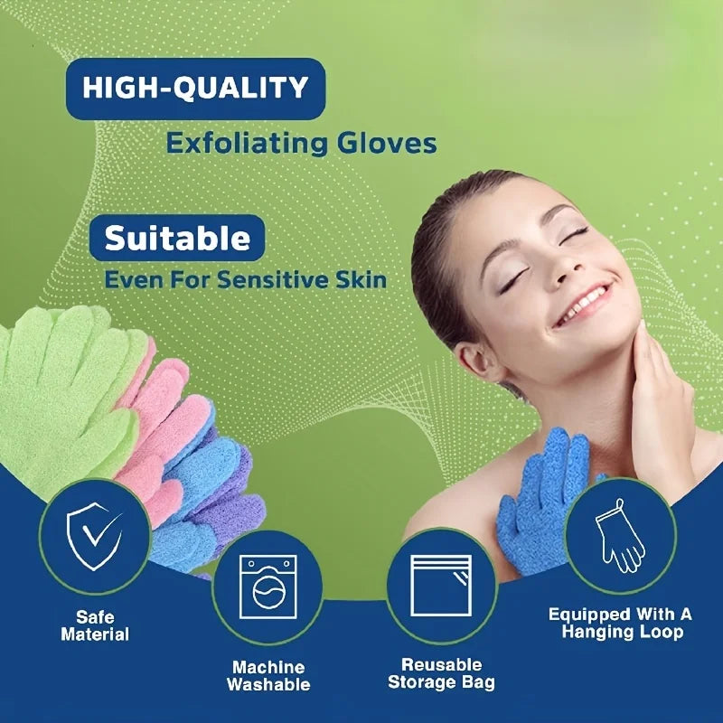 Colorful Exfoliating Gloves 1-10 Pack – Double-Sided Bath Gloves for Spa, Massage & Body Scrubs