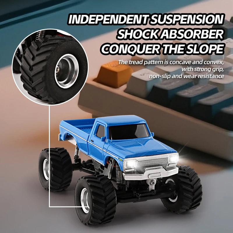 1:36 4WD Mini RC Off-Road Crawler Car with LED Lights – Remote Control Toy for Kids & Adults