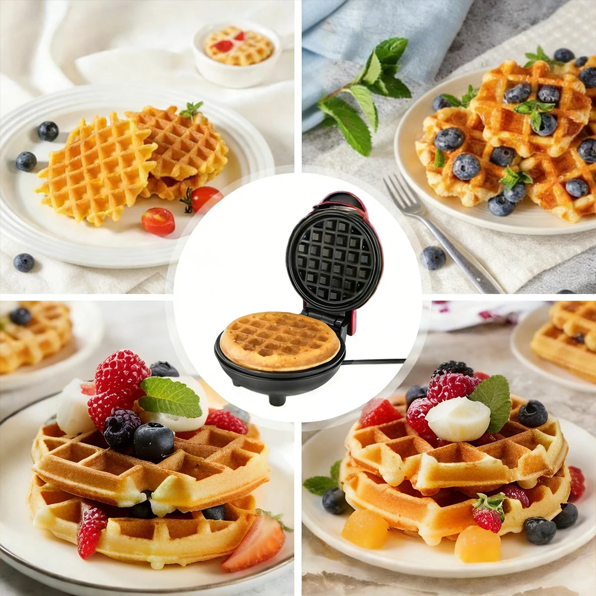 Mini Waffle & Sandwich Cake Baking Machine — Fully Automatic Multifunctional Electric Pan