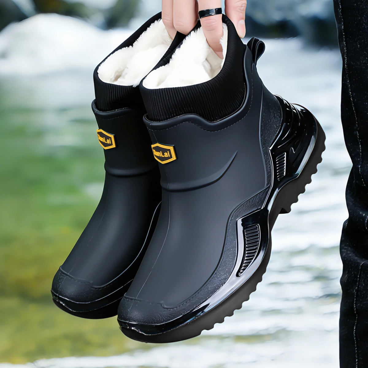 Men's Plush-Lined EVA Rain Boots