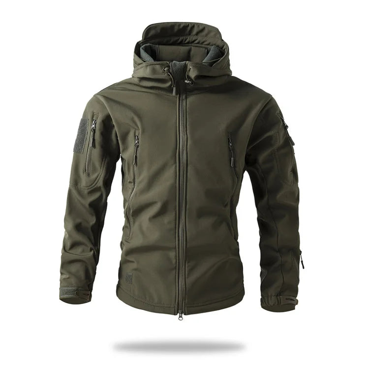 Men's Soft Shell Tactical Fleece Hooded Jacket