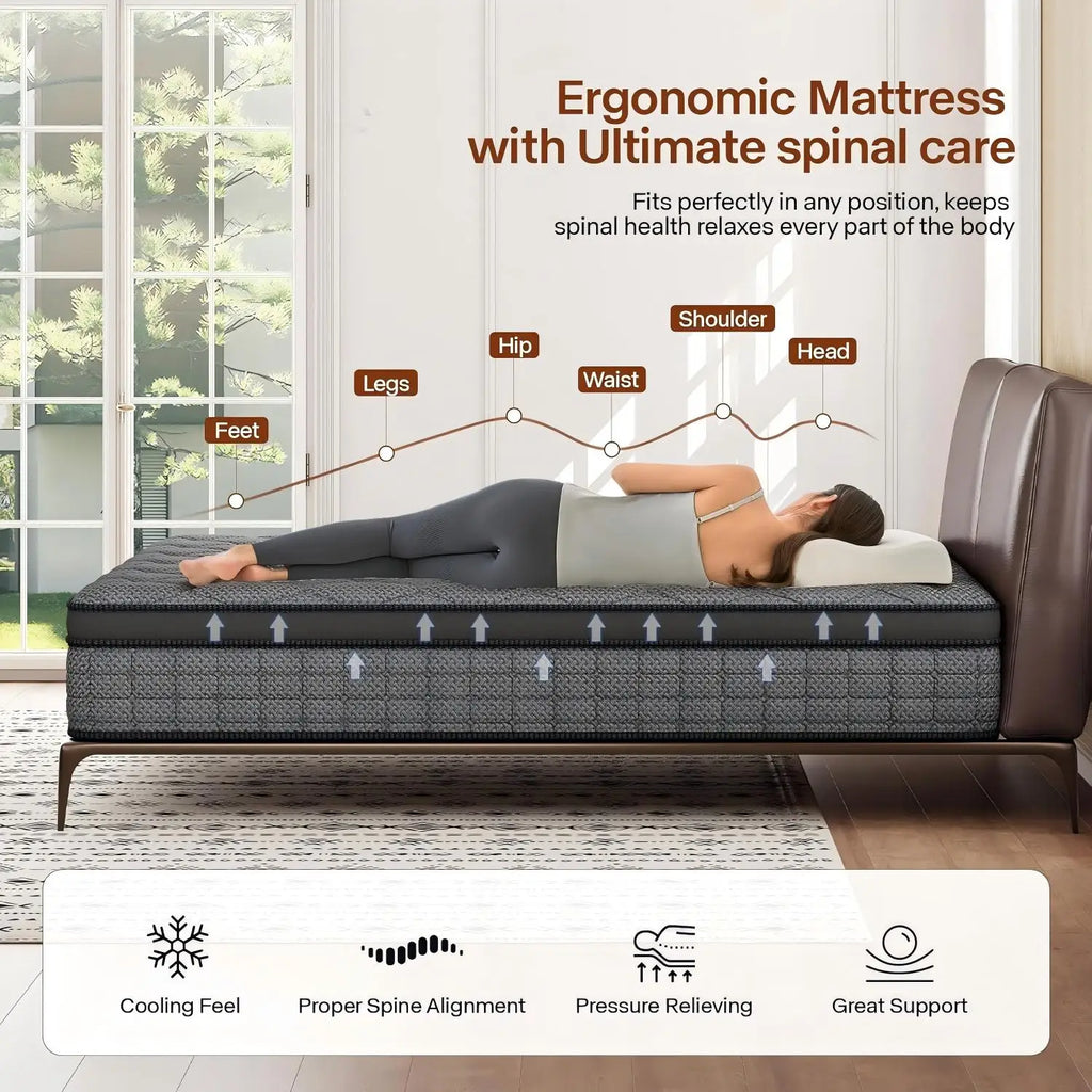 12"/14" Gel Memory Foam Hybrid Mattress – Pocket Innerspring Euro Top, Medium Firm, Twin to King