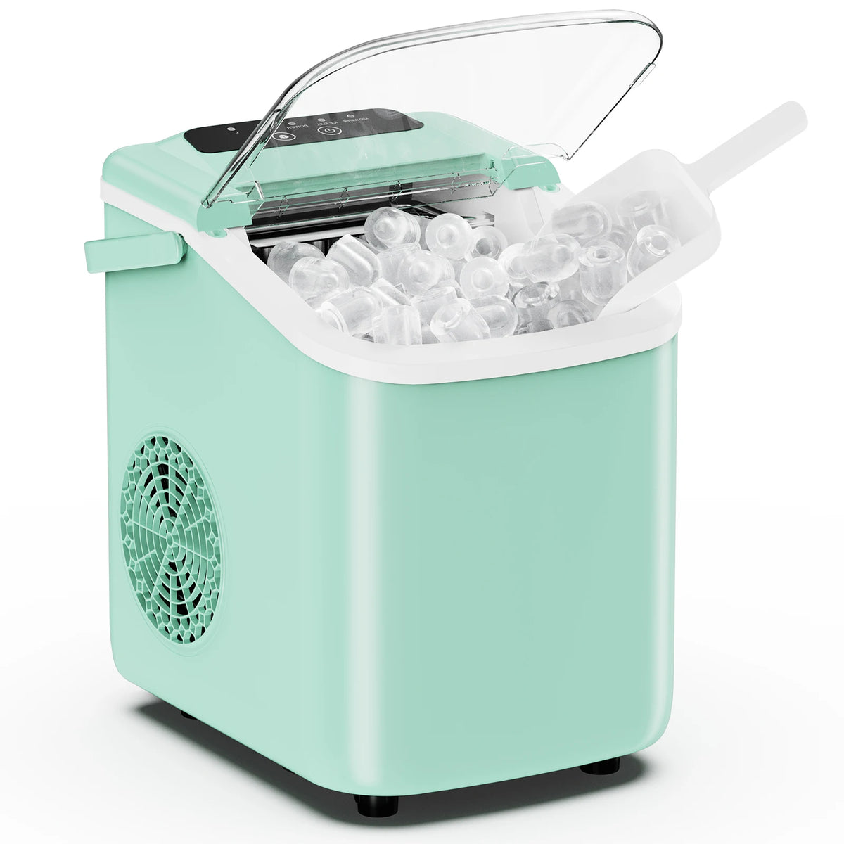 JHK Portable Countertop Ice Maker – 9 Ice Cubes in 6 Min, 26.5 lbs/24Hr, Scoop & Basket Included