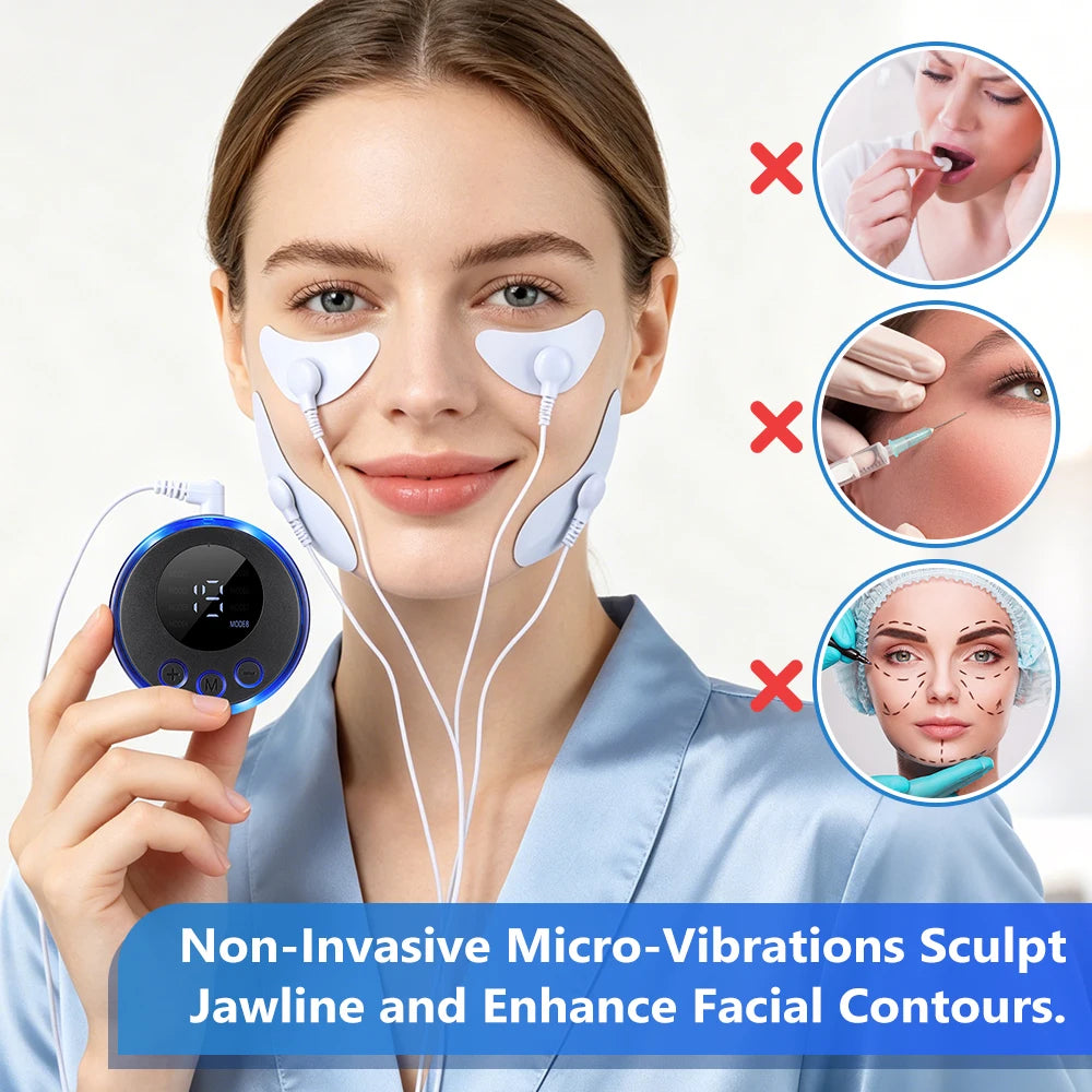 V-Line Face Lifting Massager – 8 Modes 19 Levels EMS Jawline Contouring & Skin Refining Device for Women