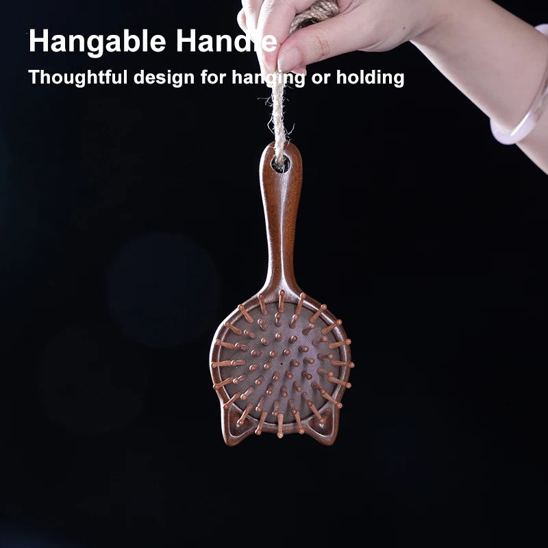 Cartoon Cat Wooden Scalp Massage Comb — Gua Sha Hair & Scalp Stimulator