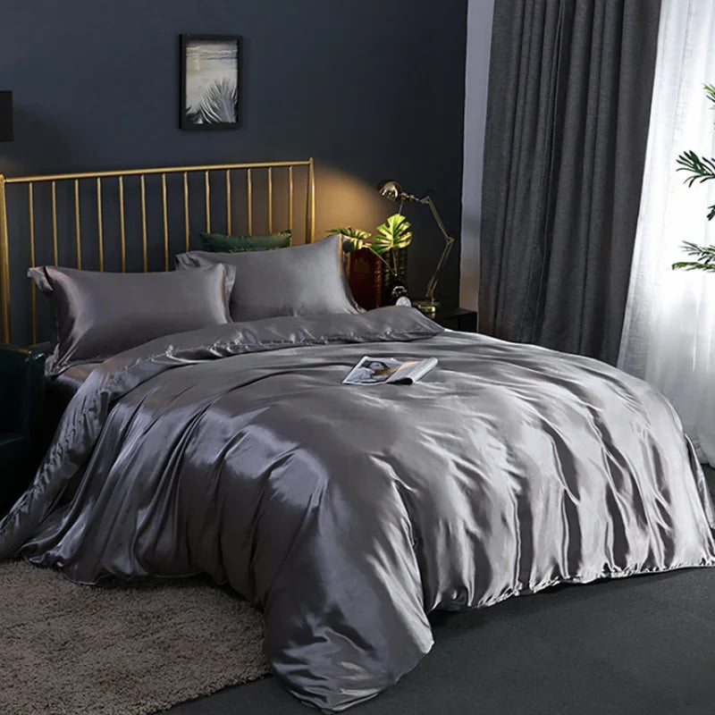 Silky Textured Duvet Cover Set – Microfiber Comforter Cover with Pillow Shams, Multiple Sizes